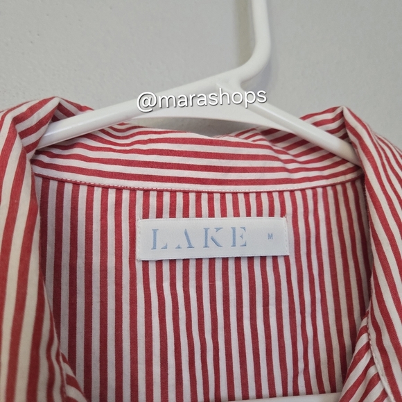 LAKE Pajamas Poplin Piped Shirt in Scarlet Red - Picture 3 of 6